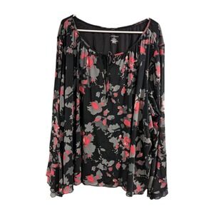 Lane Bryant Blouse Sheer Floral Whimsigoth Grunge Fairy Goth Witchy Womens 18/20